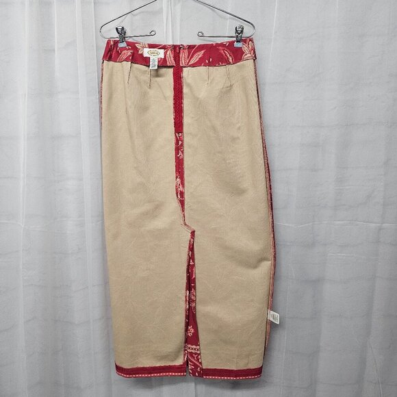 Vintage Talbots Red Pink Floral Midi Skirt Boho Retro Cottagecore 8 - Picture 8 of 12